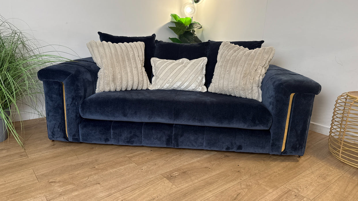 Sofology The Oscar 4 Seater Fabric Sofa in Fine Textured Chenille Navy Mix