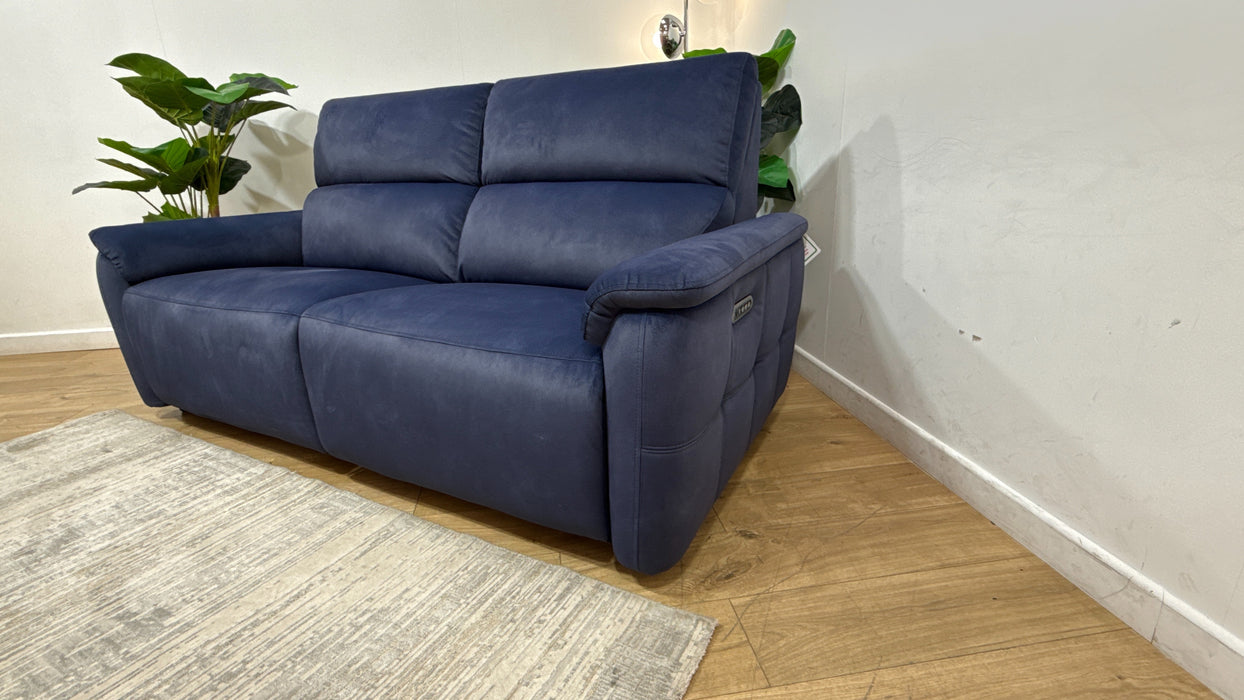 Sofology Ripley Fabric 2.5 Seater Power Recliner/Headrest Lumbar Support in Lifestyle Flecked Navy