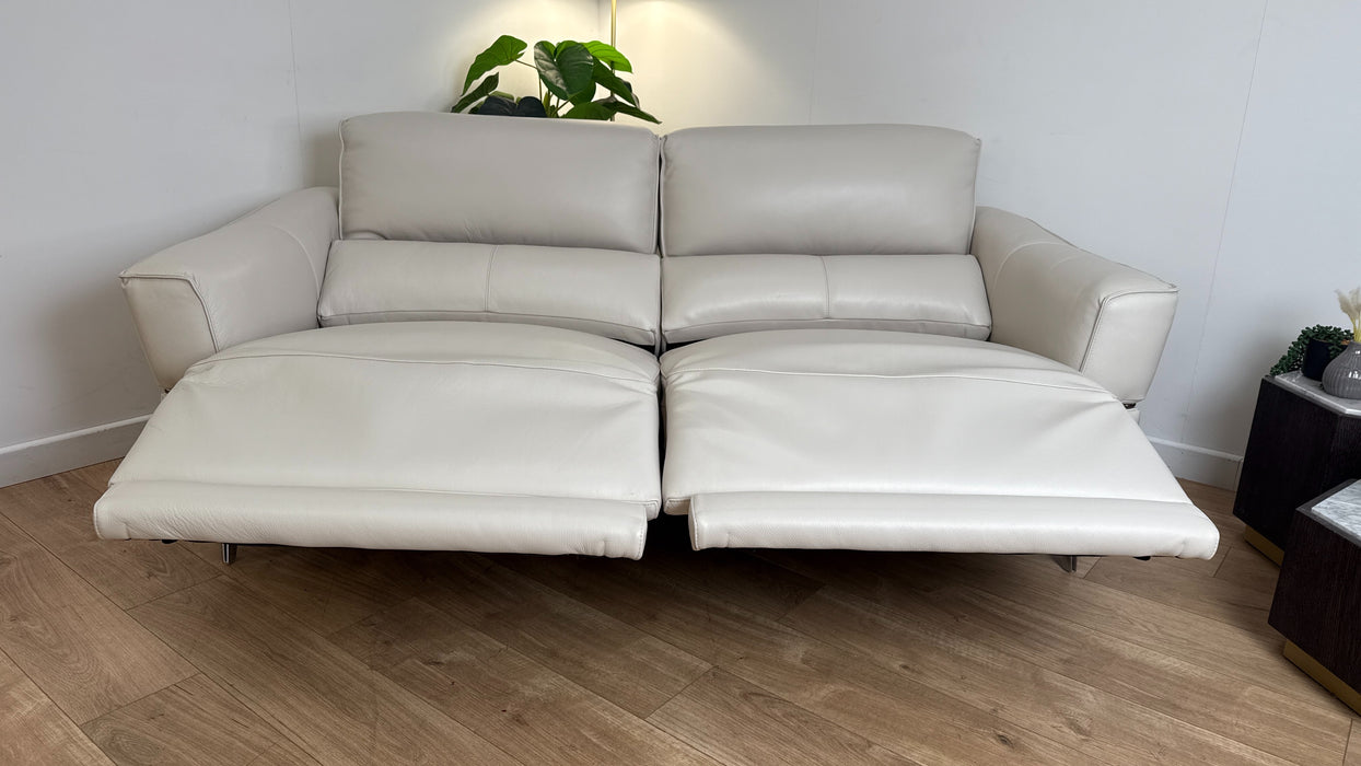 Sofology Dakota Leather 3 Seater Power Recliner/Headrest in Trusty Soft Sheen Mist