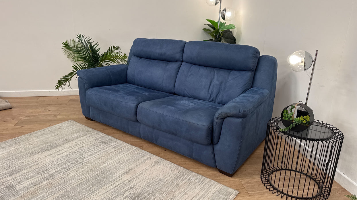 DFS Ronan 3 Seater Fabric Sofabed in Blue Microfibre