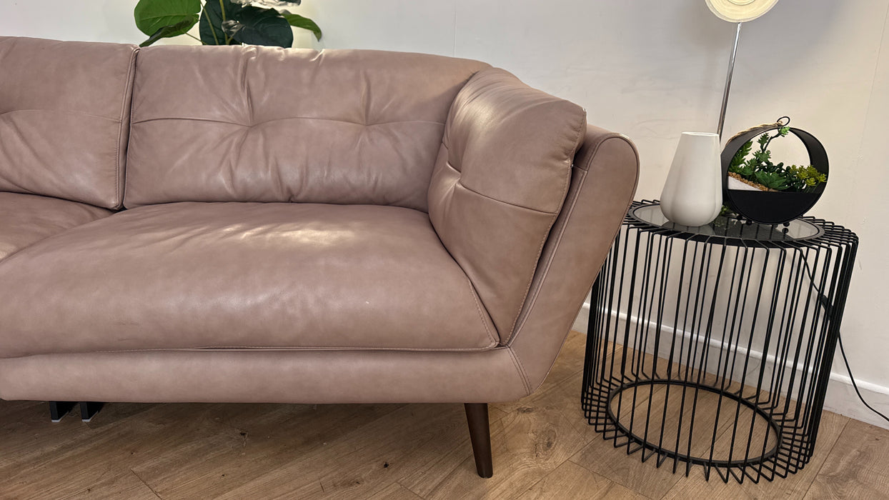 Sofology Hygge Leather 4 Seater Split in Relaxed Soft Stone