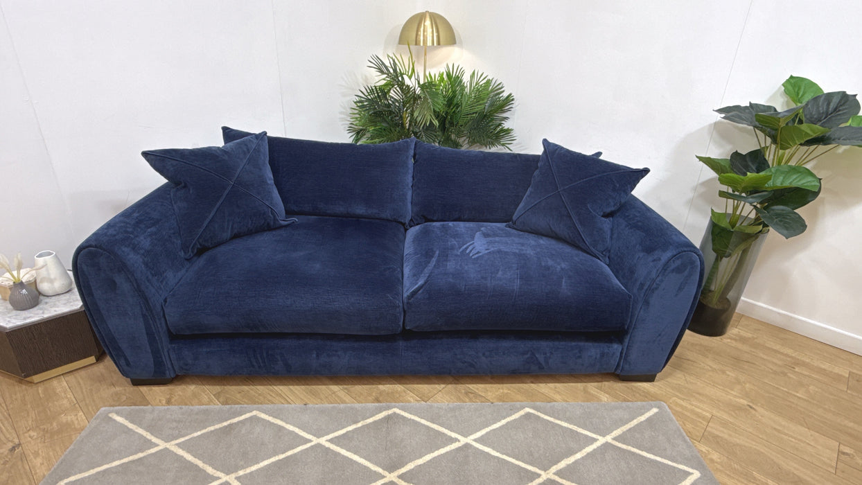 Sofology Hourglass Fabric 3 Seater in Vintage Velvet Navy/Graphite Mix