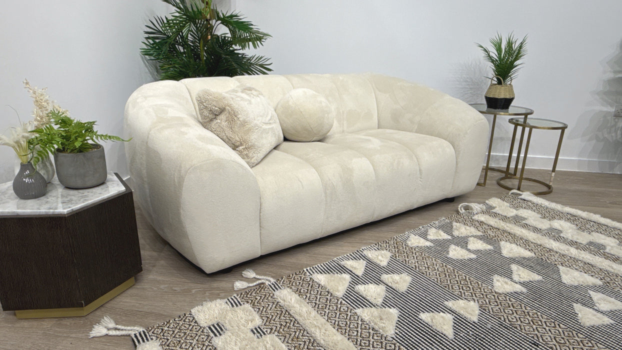 Sofology Waldorf 2 Seater Fabric Sofa in Soft Sherpa Natural Mix