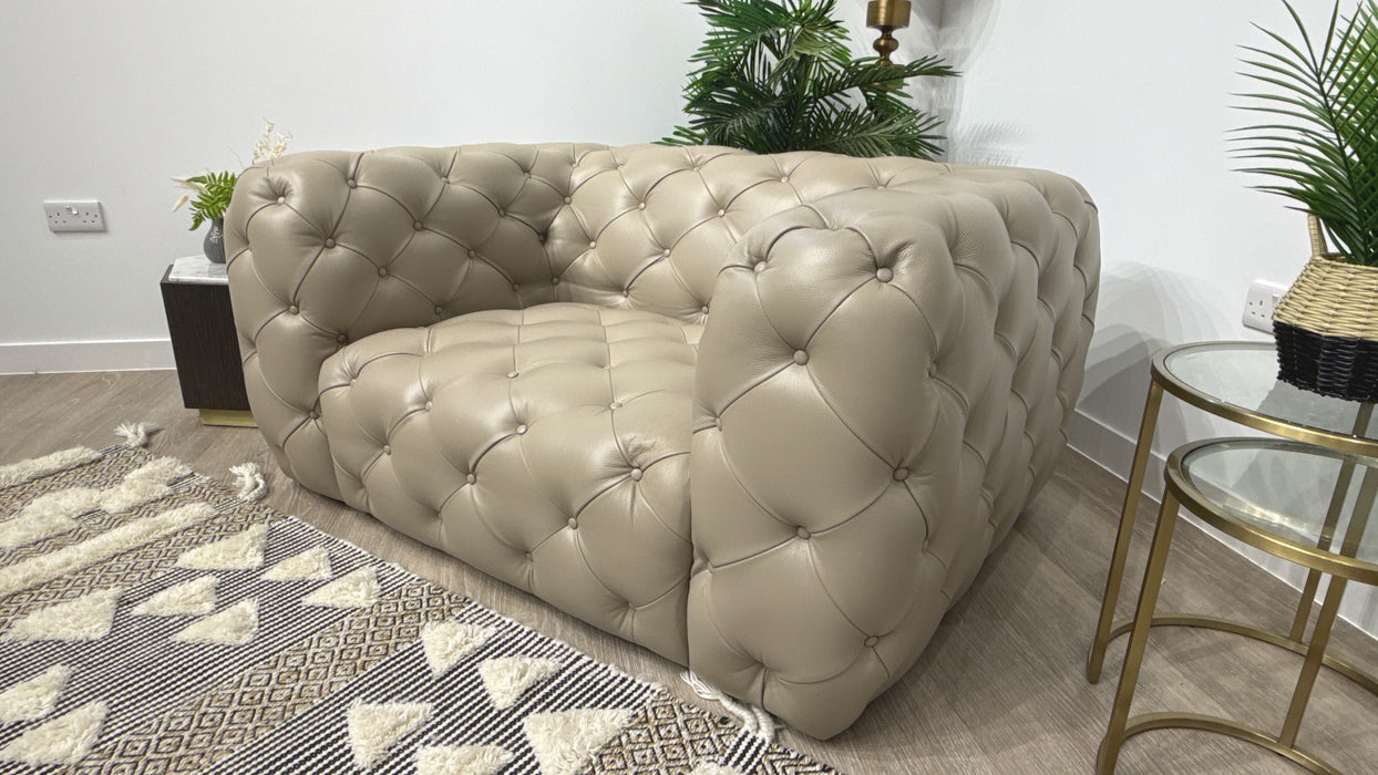 Sofology Venezia Leather Loveseat in Trusty Embossed Stone