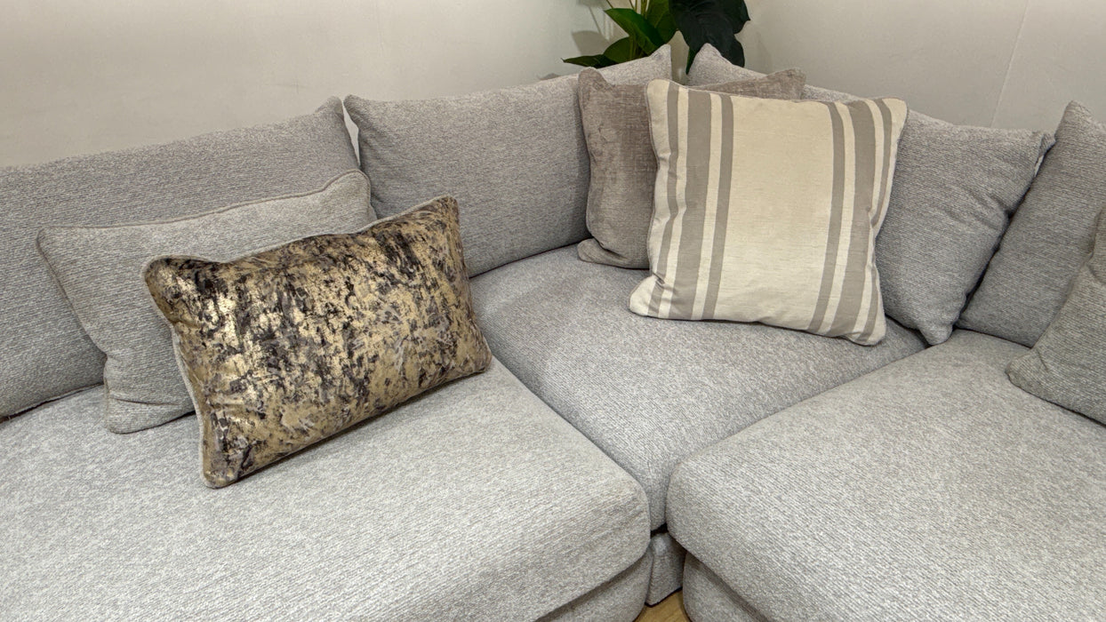 Sofology Westwood Fabric Chaise 1 Corner 3 Silver Trim in Soft Boucle Silver Mix