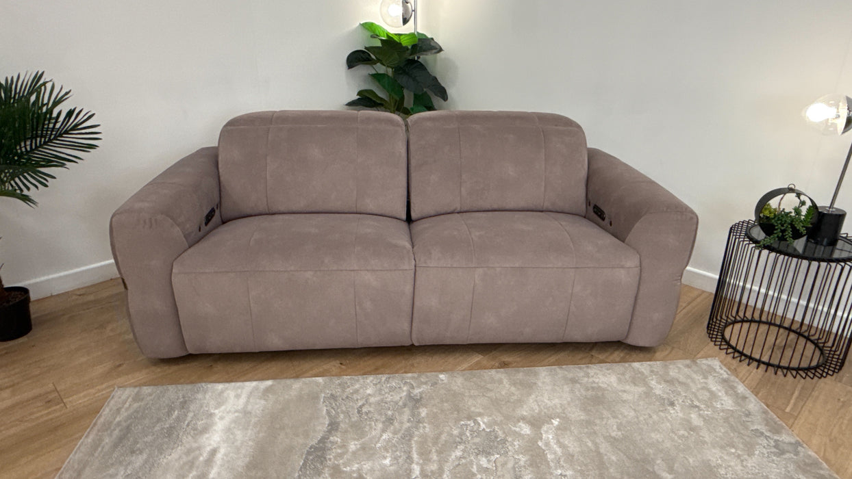 Sofology Lumiere Fabric 2.5 Seater Power Recliner/Headrest Heated Seat in Lifestyle Flecked Nutmeg