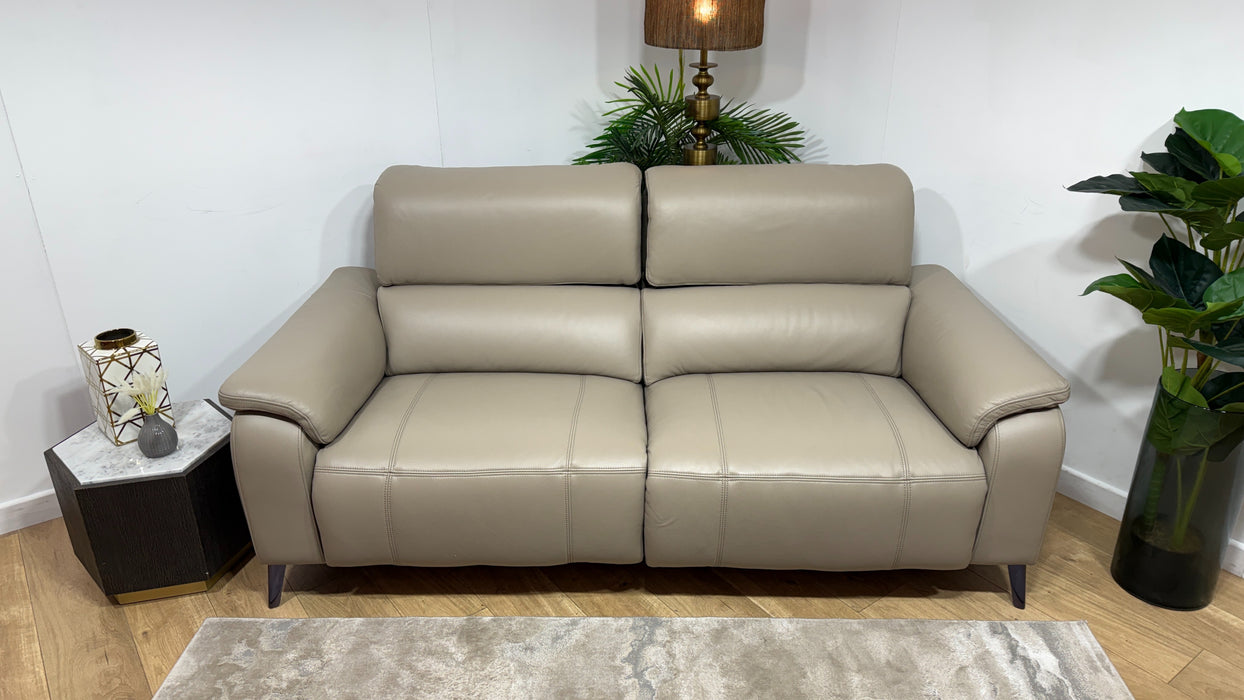 Sofology Bailey Leather 2.5 Seater Power Recliner/Headrest in Trusty Embossed Stone