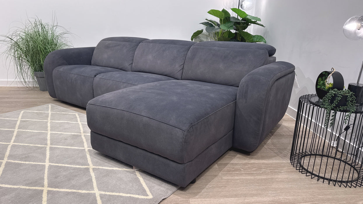 Sofology Drift Fabric 4 Seater Chaise Power Recliner/Headrest in Lifestyle Flecked Charcoal