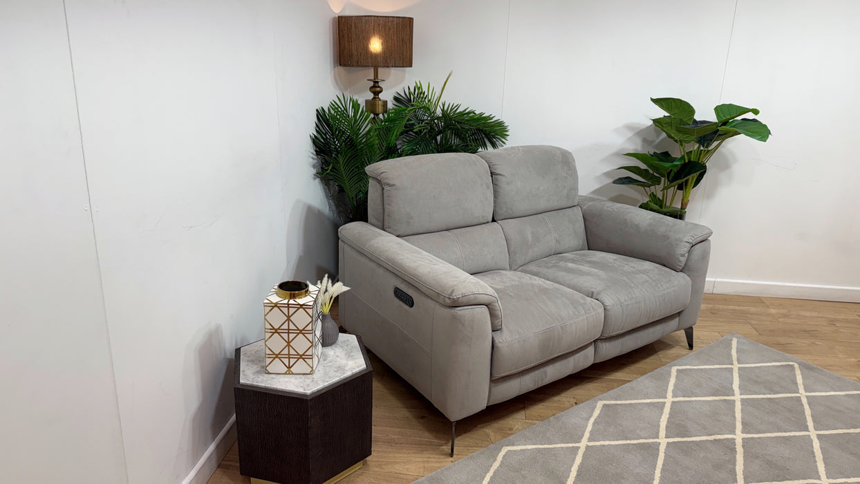 Sofology Illinois Fabric 2 Seater Power Recliner/Headrest in textured fabric grey