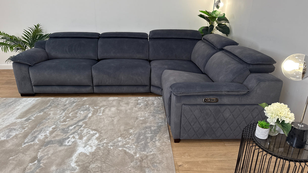 Benz 3 Corner 1.5 - Fabric Power Reclining Sofa   - Lifestyle Flecked Charcoal