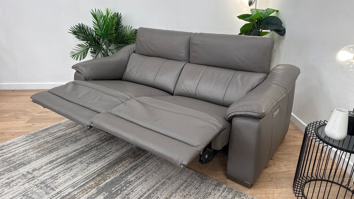 Sofology Carrera Leather 2.5 Seater Power Recliner/Headrest in Trusty Embossed Elephant