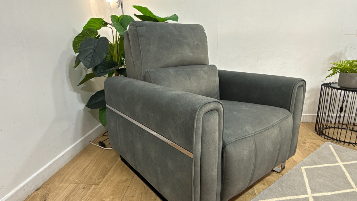 Sofology Ravello Fabric Chair Power Recliner/Headrest Lumbar Support in Lifestyle Flecked Mineral Green