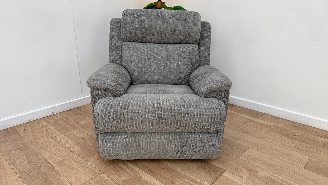 Sofology Gracie Fabric Chair Manual Recliner in Hopsack Chenille Platinum