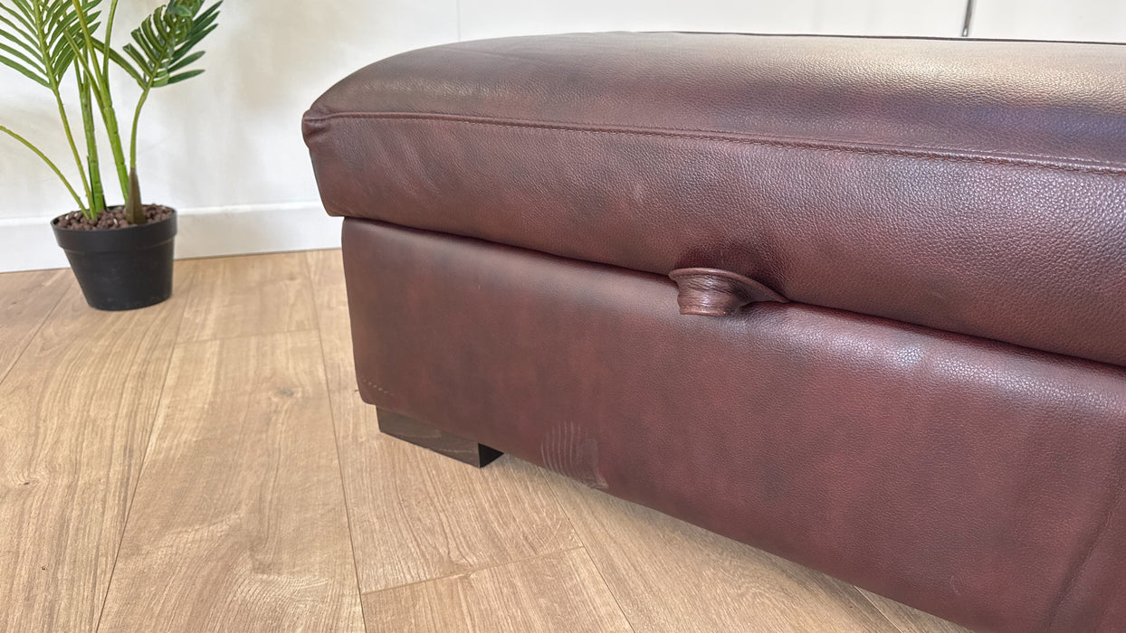 Mazzini Storage Footstool - Leather - Dakota Mid Brown