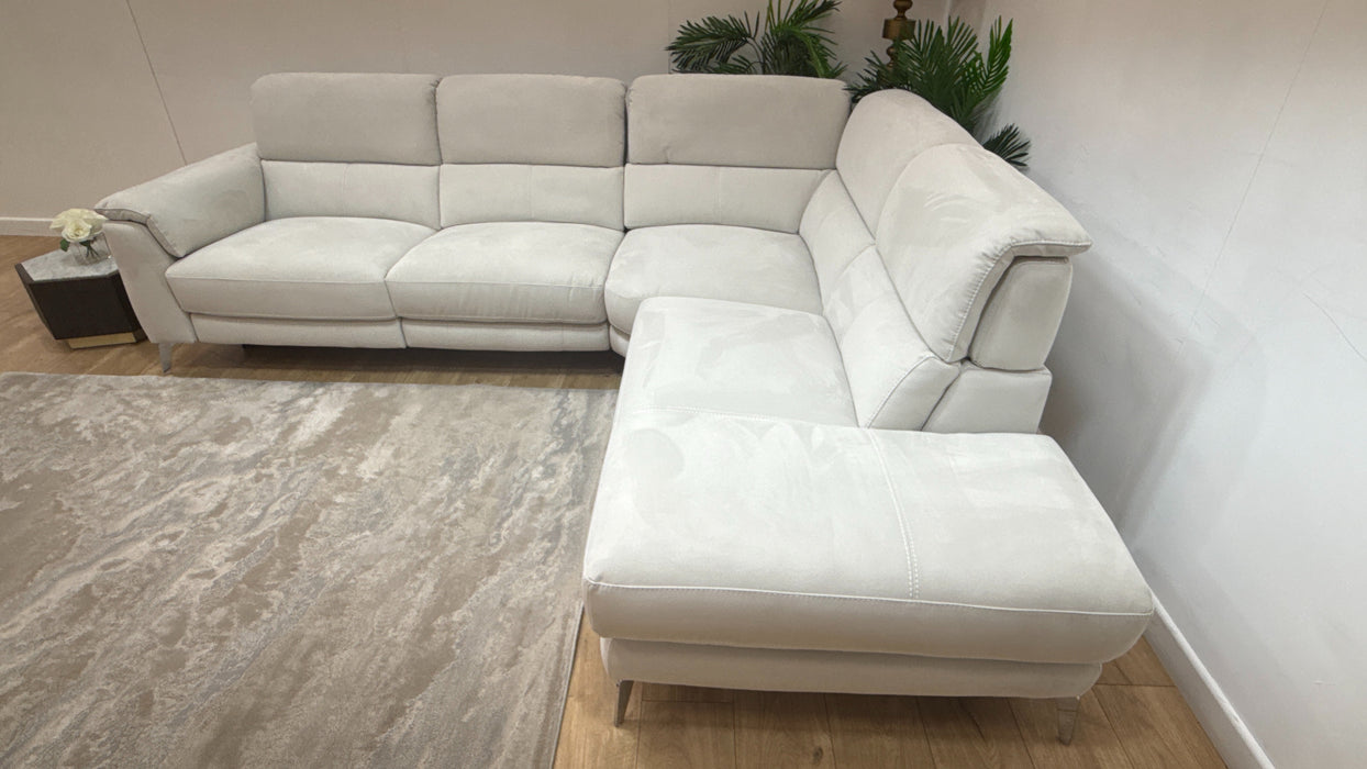 Sofology Illinois Fabric 2 Corner 1 Terminal Power Recliner/Headrest in Lifestyle Textured Beige