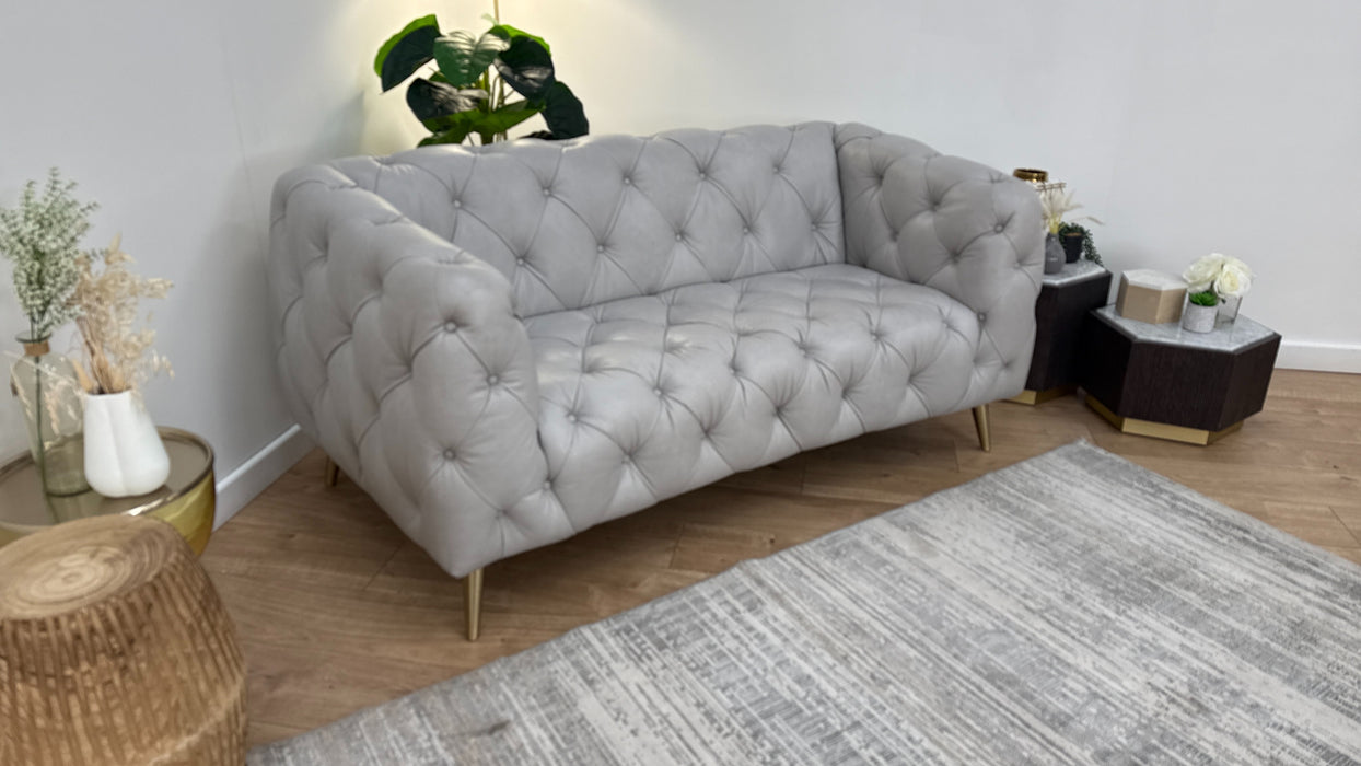 Sofology The Alchemist 2 Seater Leather Sofa in Tote Silver