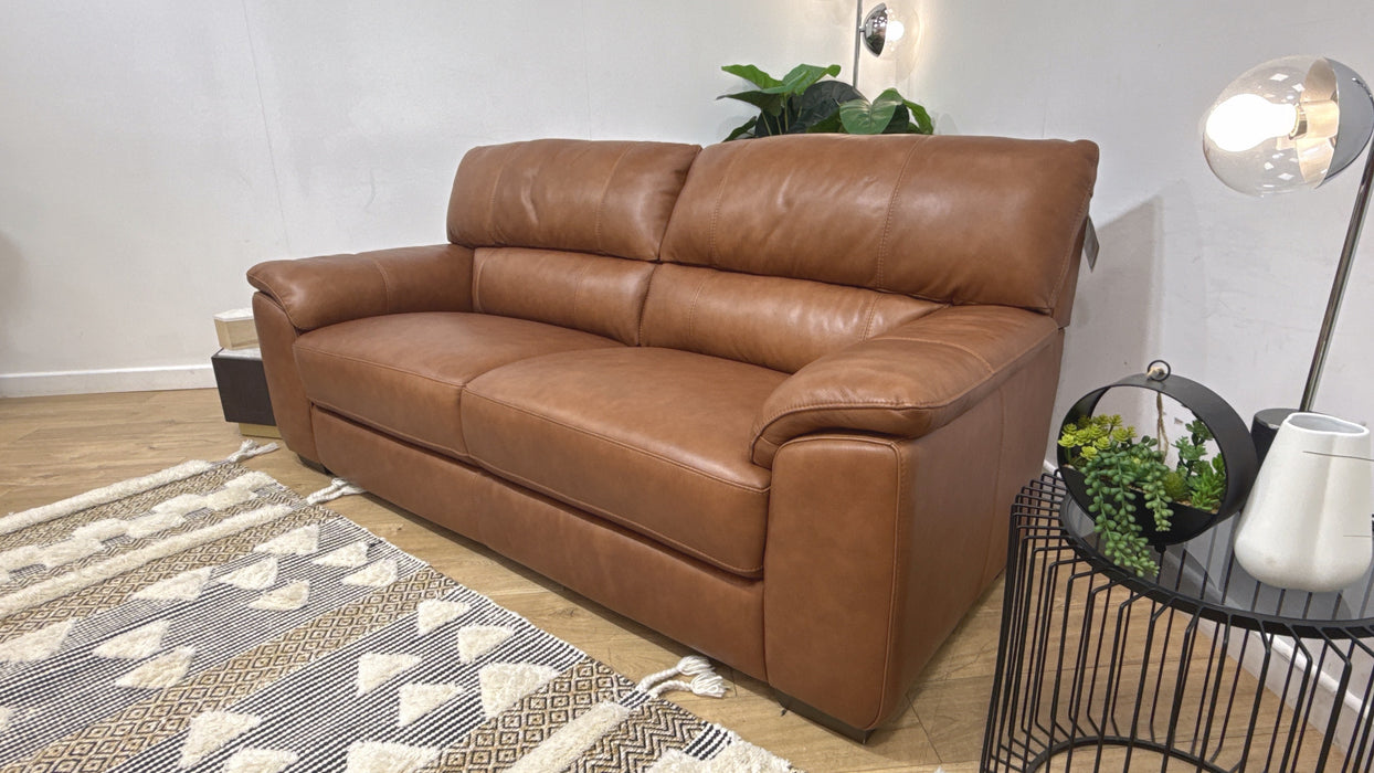 Sofology Santina Leather 3 Seater in Relaxed Soft Tan