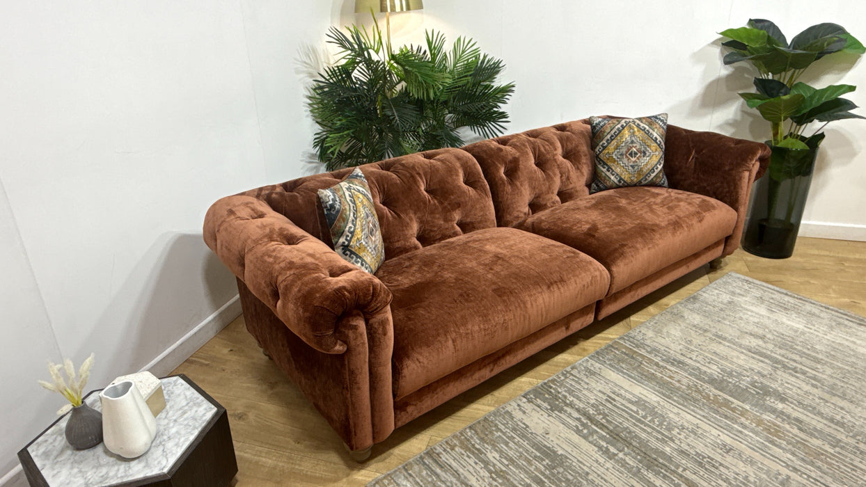 Sofology Kensington Fabric 4 Seater Split in Luxury Chenille Rust Mix