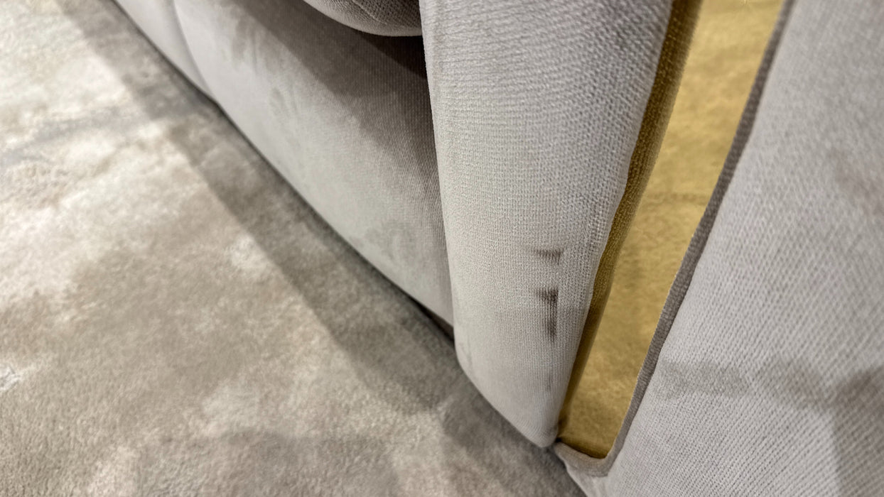 Sofology Oscar Fabric 1 Corner 3 Gold Trim in Fine Textured Chenille Stone Mix