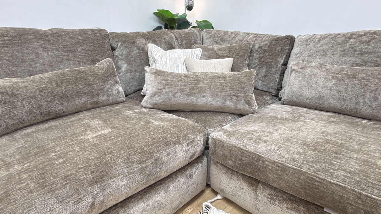 Sofology Bellagio Fabric 3 Corner 3 Reversible Feather Flex Seats in Chunky Luxe Chenille Fennel Mix