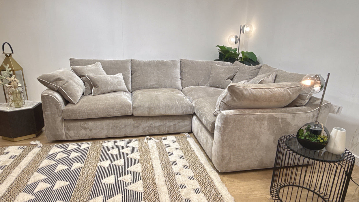 Sofology Georgio Fabric 3 Corner 1 Extra Flex Seats in Luxe Chenille Stone Mix