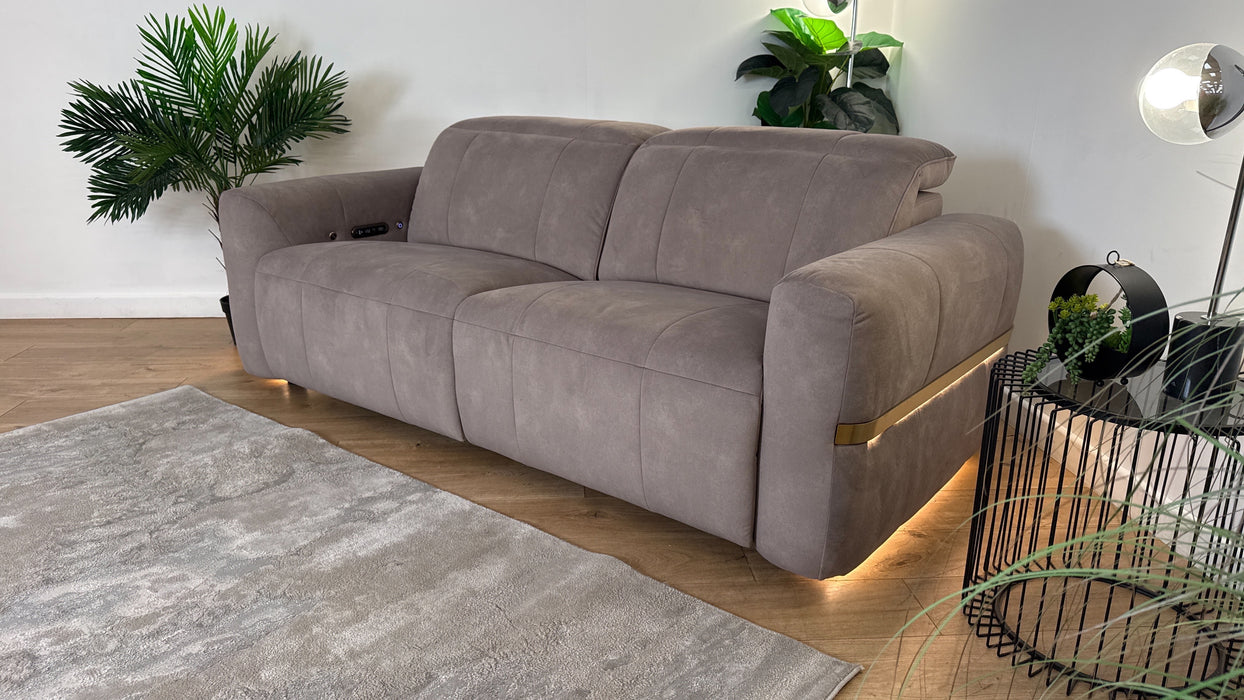Sofology Lumiere Fabric 2.5 Seater Power Recliner/Headrest Heated Seat in Lifestyle Flecked Nutmeg