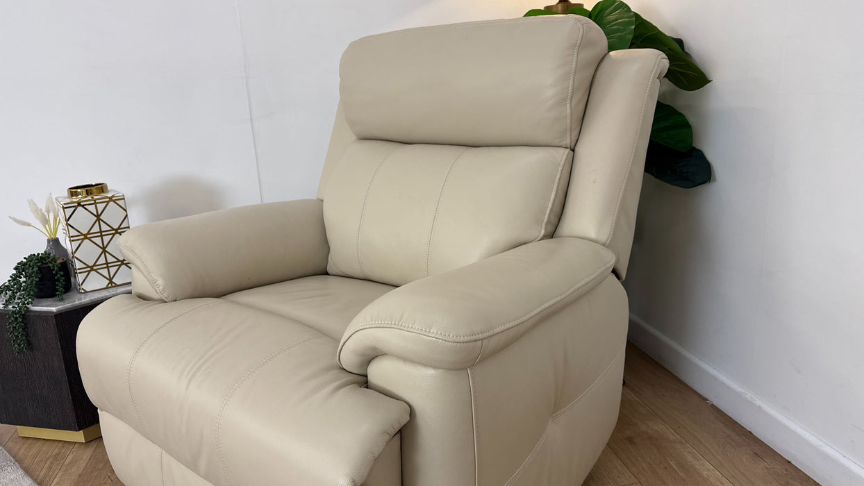 Sofology Gracie Leather Chair Power Recliner/Headrest in Trusty Sheen Bone China