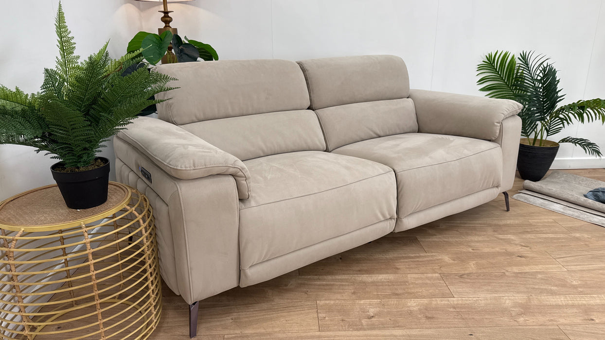 Sofology The Fratelli Fabric 2.5 Seater Power Recliner/Headrest in Lifestyle Nubuck Feel Stone