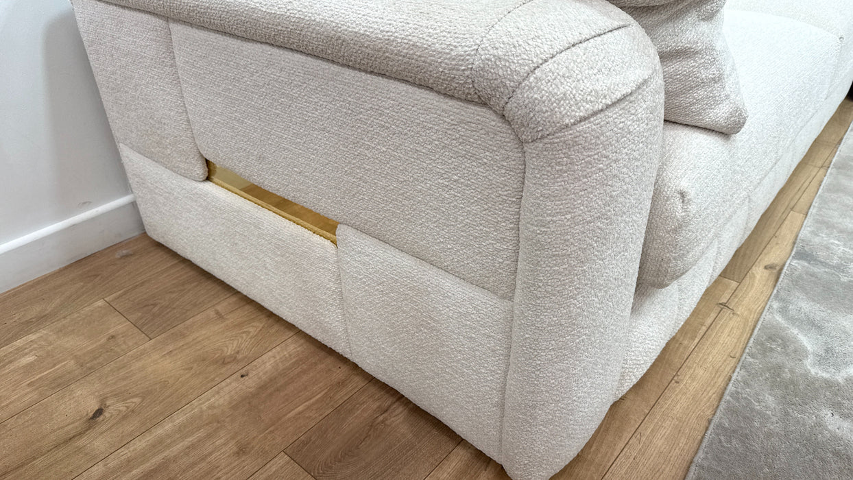 Sofology Westwood Fabric 3 Corner 3 Gold Trim in Soft Boucle Ecru