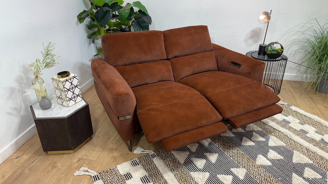 Sofology Arlington Fabric 2 Seater Power Recliner/Headrest Lumbar Support in Lifestyle Mottled Rust