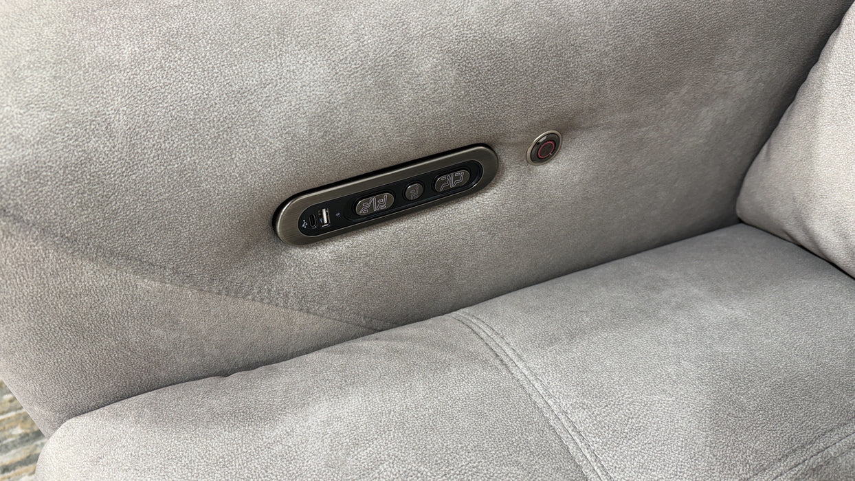 Sofology Marvella Fabric 2 Seater Power Recliner/Headrest Heated Seats in Lifestyle Flecked Stone