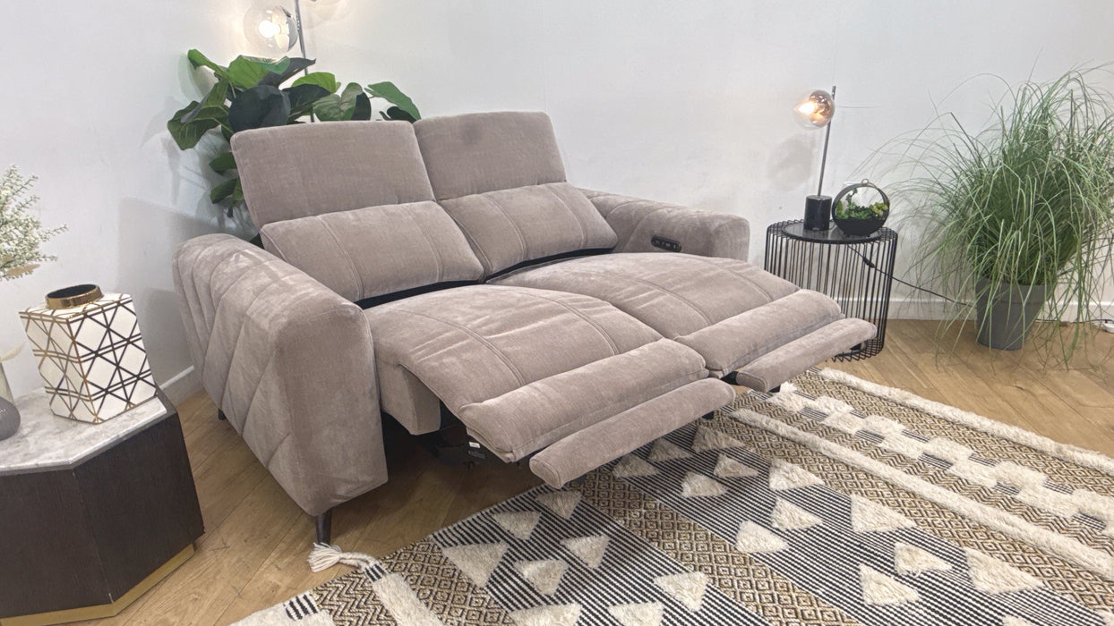 Sofology Allure Fabric 2 Seater Power Recliner/Headrest in Relaxed Chenille Nutmeg