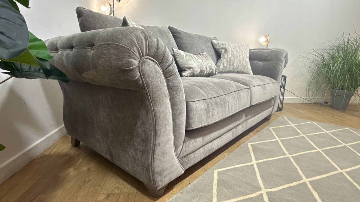 Sofology Highgrove Fabric 3 Seater Full Back Extra Flex Seats in Luxury Deep Pile Chenille Grey Mix
