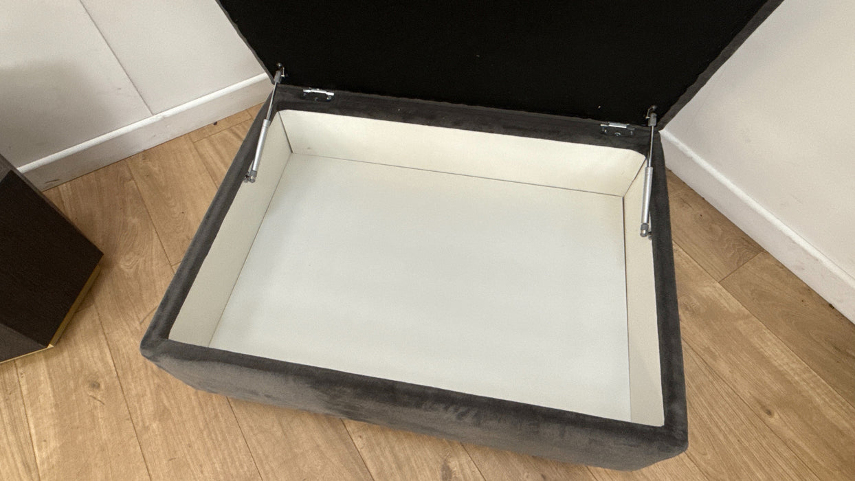 Sofology The Ascot Fabric Storage Footstool in Soft Sherpa Slate