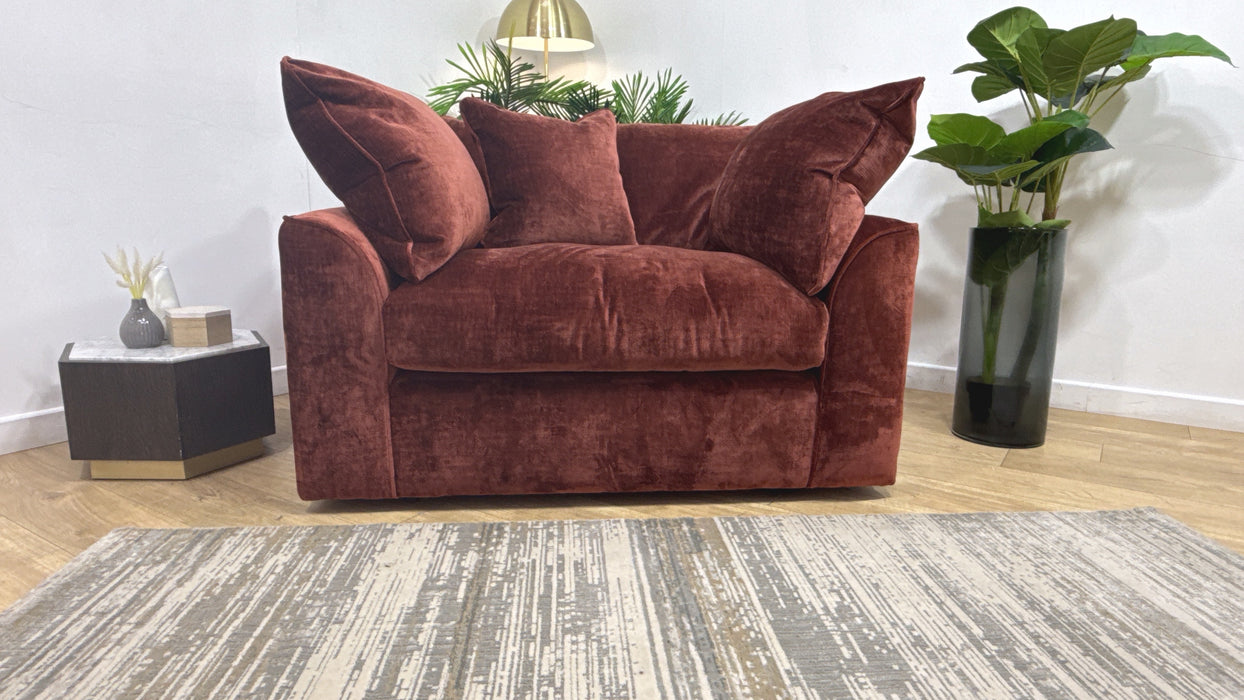 Sofology Georgio Fabric Loveseat Extra Flex Seat in Luxe Chenille Burgundy