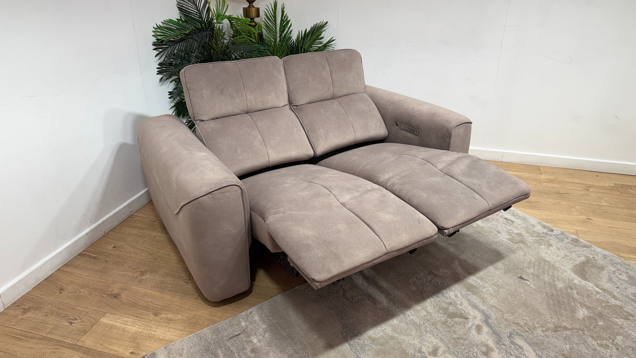 Sofology Riviera Fabric 2 Seater Power Recliner/Headrest Heated Seats in Lifestyle Flecked Nutmeg