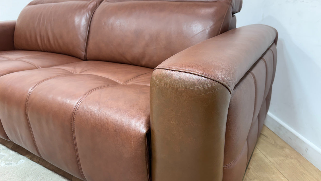 Sofology Marvella Leather 2.5 Seater Power Recliner/Headrest in Trusty Sheen Butterscotch