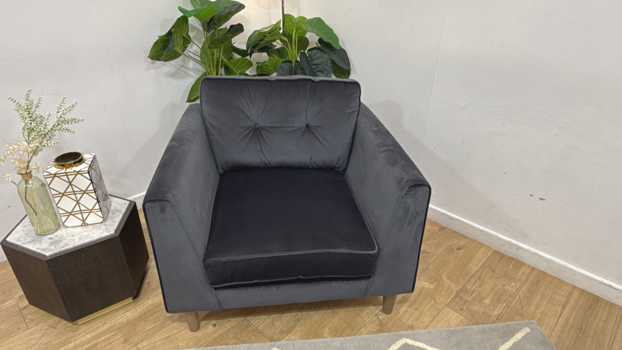 Sofology Cricket Fabric Chair in Charcoal Velvet
