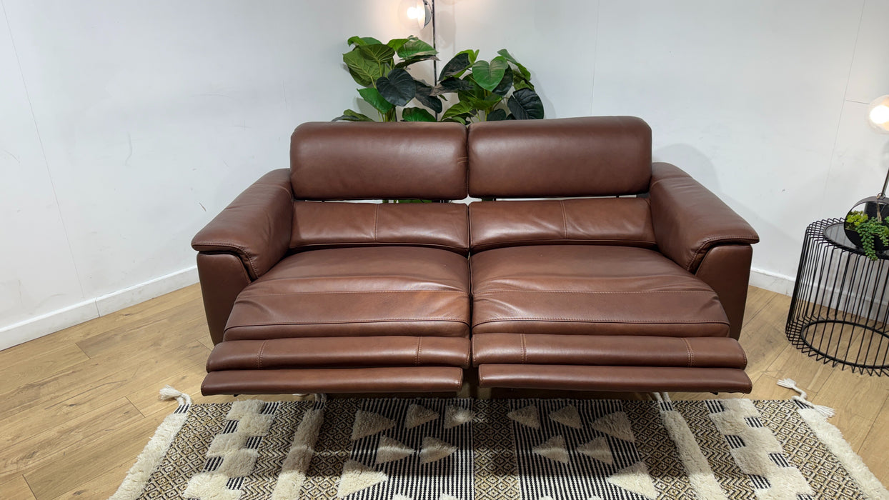Sofology Illinois Leather 3 Seater Power Recliner/Headrest in Relaxed Soft Brown