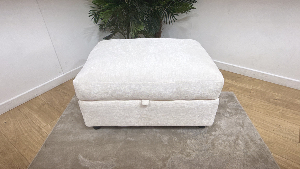 Sofology Bellagio Fabric Storage Feather Flex Footstool in Chunky Luxe Chenille Snow