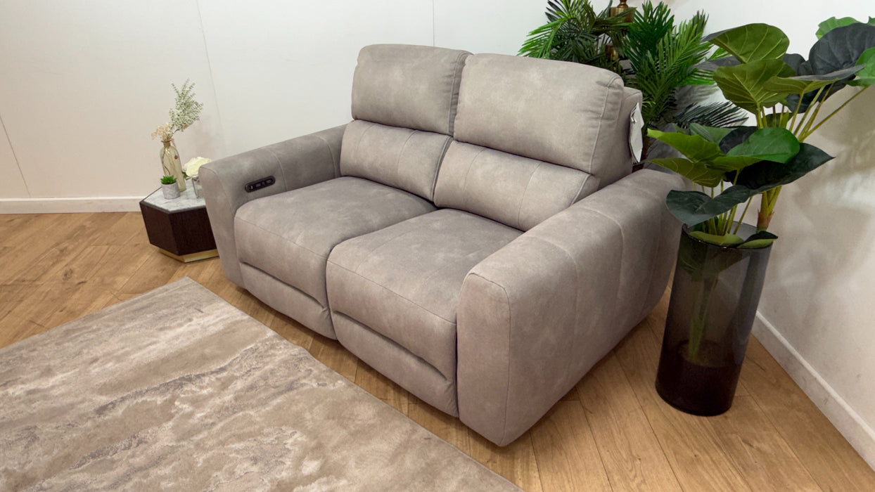 Sofology Portofino Fabric 2 Seater Power Recliner/Headrest in Lifestyle Flecked Stone
