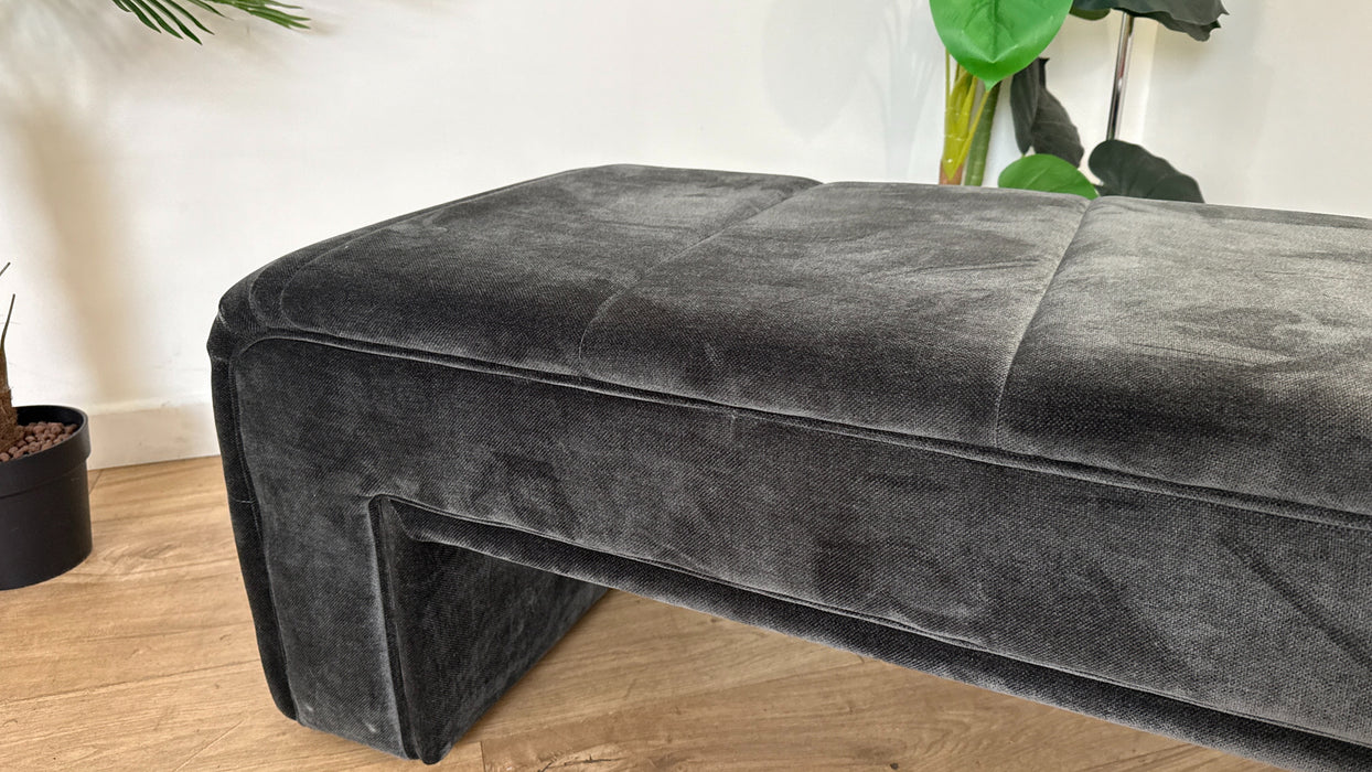 Sofology the Oscar Fabric Small Bench Footstool No Trim in Fine Textured Chenille Charcoal