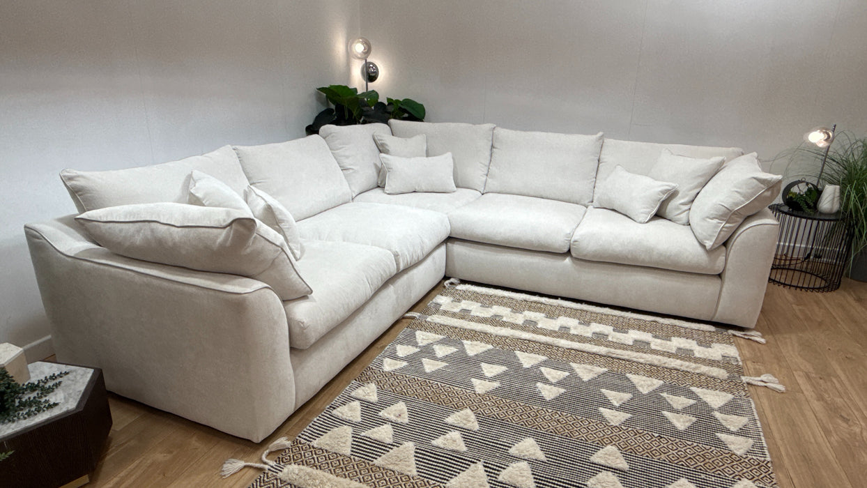 Sofology Georgio Fabric 3 Corner 3 Feather Flex Seats in Lifestyle Plush Chenille Mist Mix