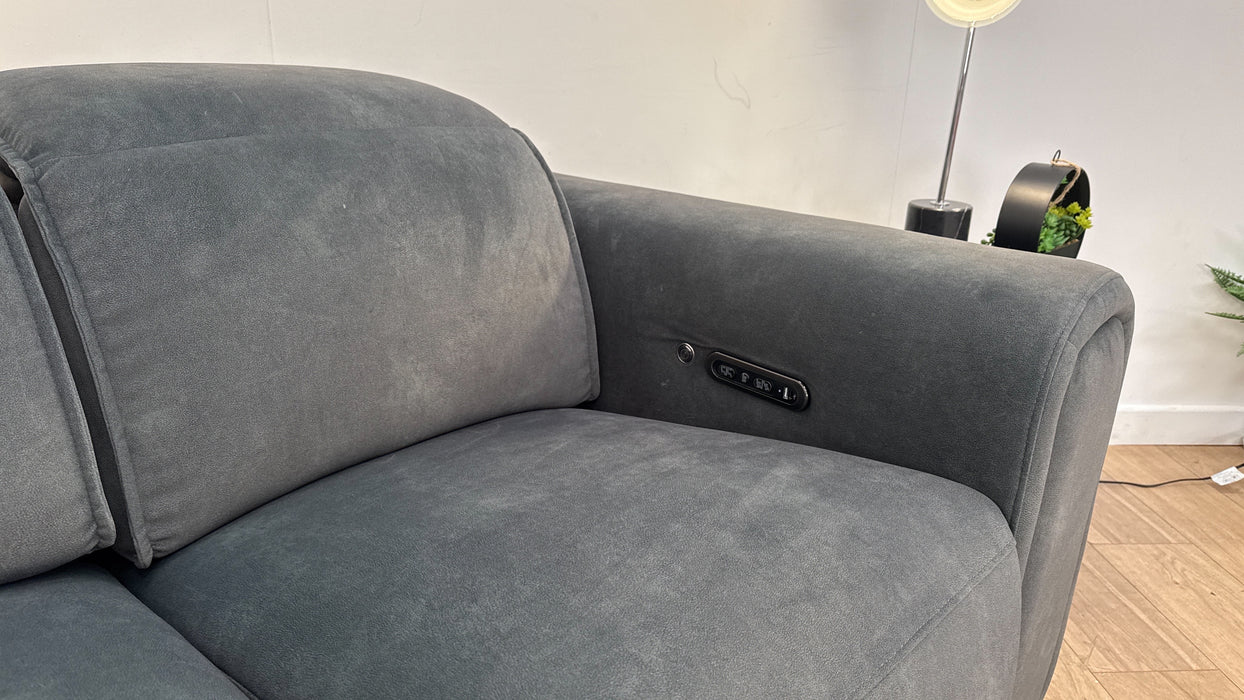 Sofology Premiere Fabric 3 Seater Power Recliner/Headrest Heated Seat in Lifestyle Flecked Mineral Green