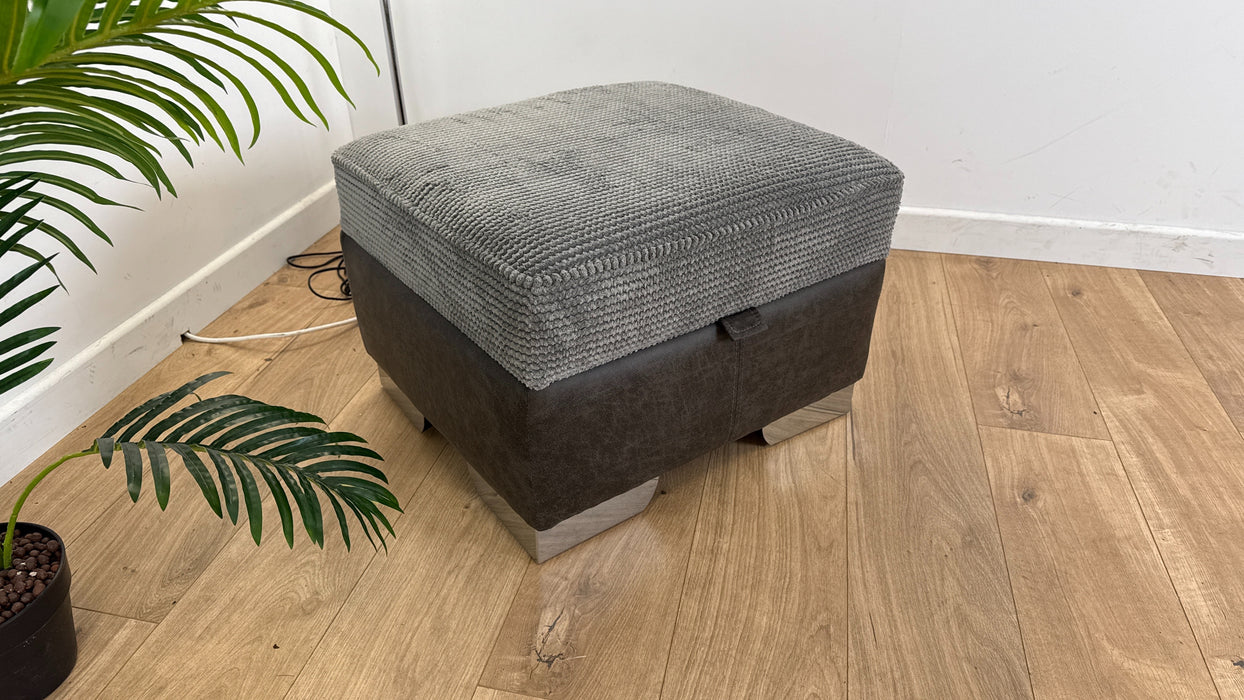 Warner - Storage Fabric Footstool - Charcoal