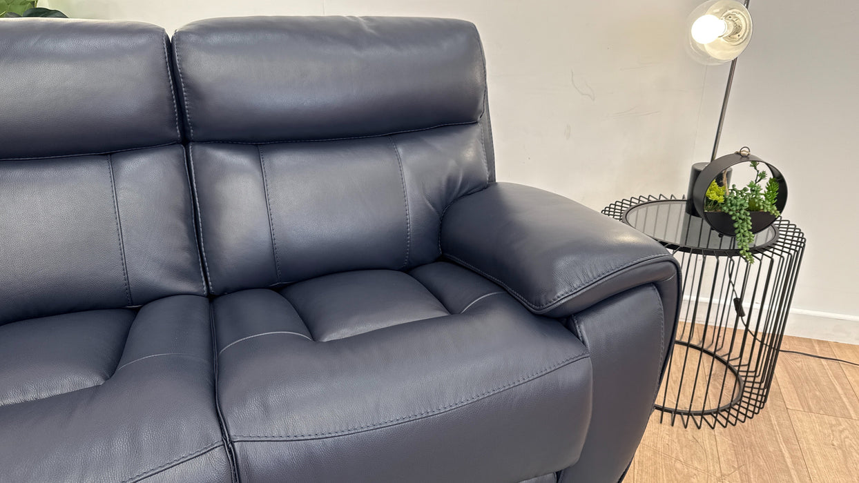 Sofology The Radleigh 3 Seater Recliner in Trusty Soft Sheen Leather Navy Blue