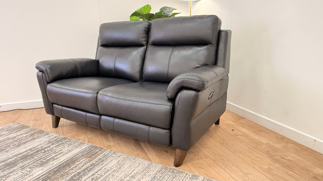 Sofology Lucca Leather 2 Seater Power Recliner in Trusty Soft Sheen Black
