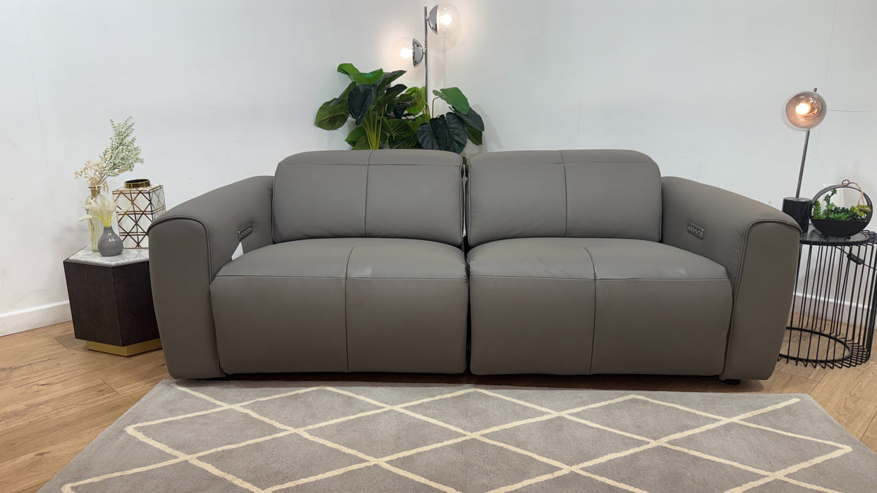 Sofology Riviera Leather 2.5 Seater Power Recliner/Headrest in Trusty Super Matt Storm Grey