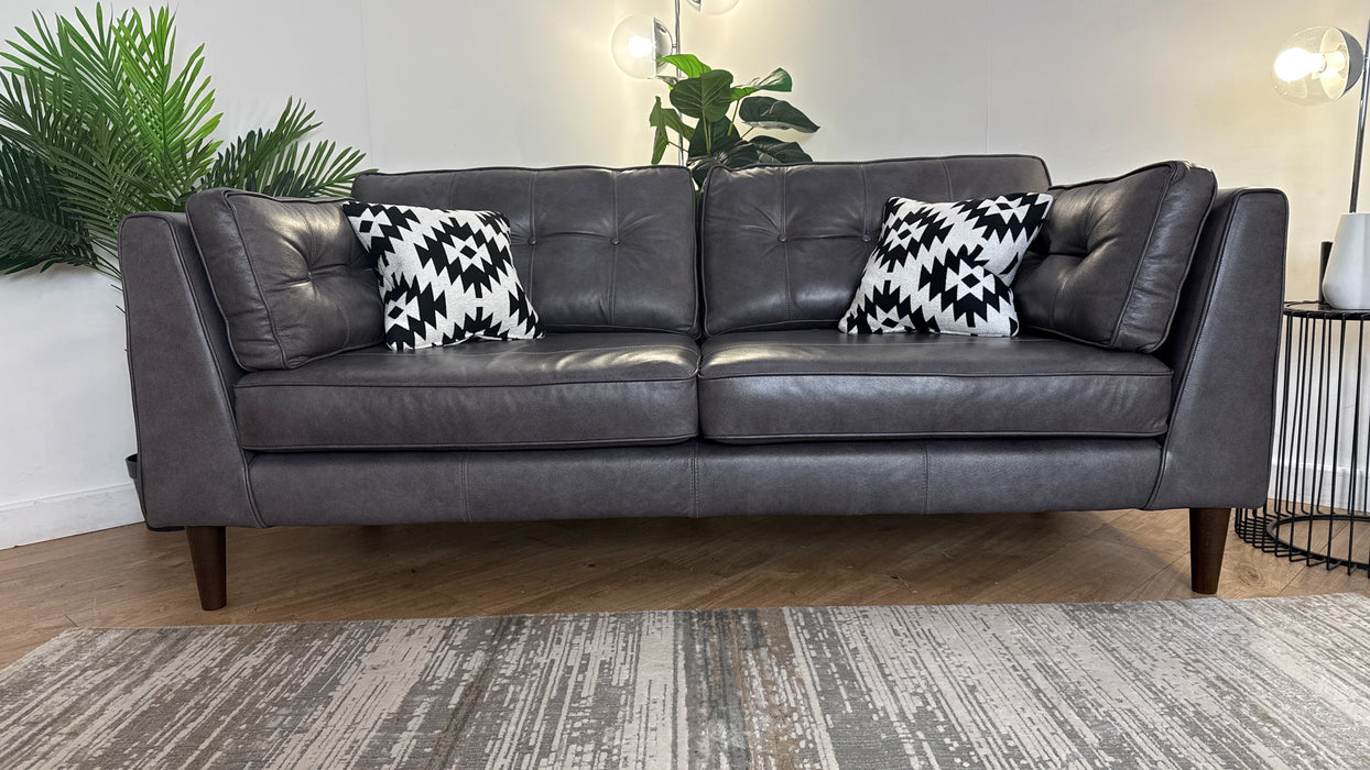 Sofology Cricket Leather 3 Seater in Graphite Mix