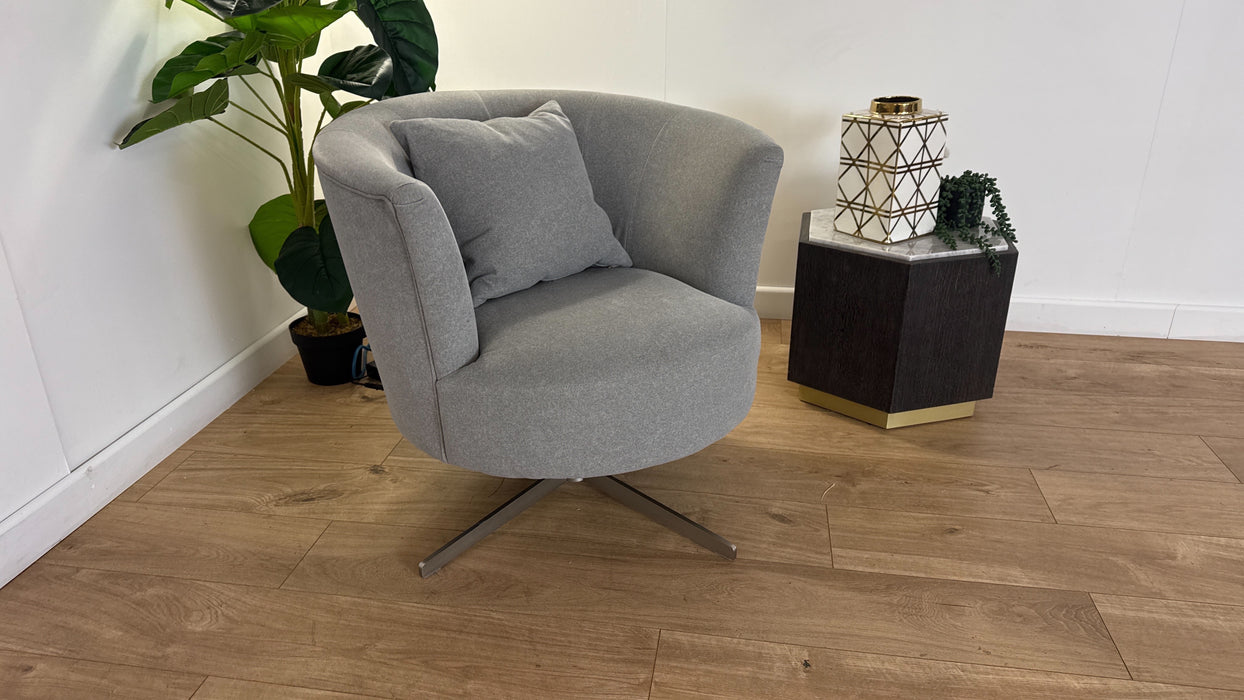 Sofology Islington Fabric Swivel Chair in Nordic Silver